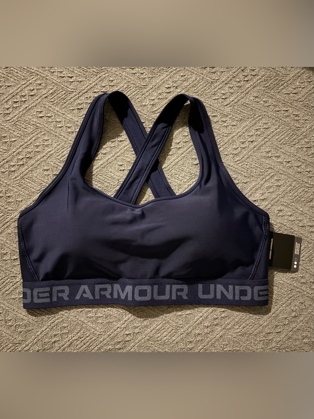 Under Armour Navy Blue Crossback Sports Bra with Branded Band